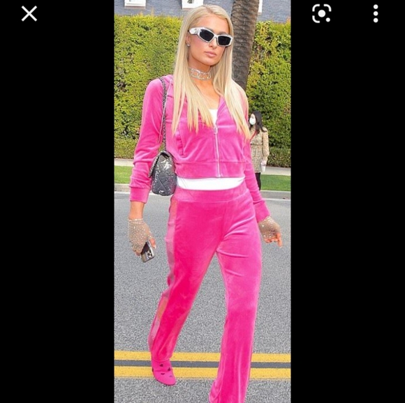 Juicy Couture Tops - Vintage Juicy Couture Velour Pink Tracksuit Jacket Hoodie Early 2000s Kim Paris